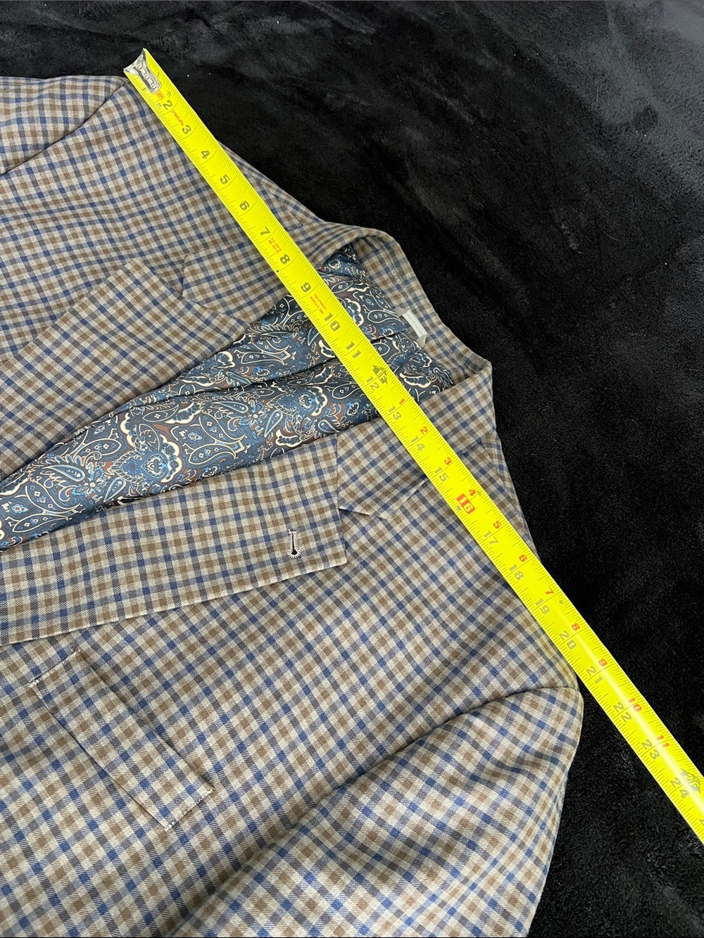 Classic Men's Checked Sport Coat in Blue and Brown - Picture 6 of 10
